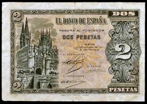 1937. Burgos. 2 pesetas. (Ed. D27) (Ed. ... 