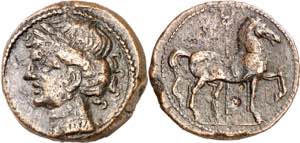 (221-210 a.C.). Zeugitana. Cartago. AE 21. ... 