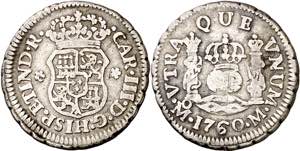 1760. Carlos III. México. M. 1/2 real. (AC. ... 