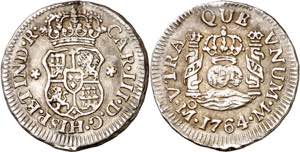 1764. Carlos III. México. M. 1/2 real. (AC. ... 