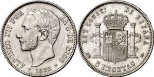 1882/1*1882. Alfonso XII. MSM. 5 pesetas. ... 