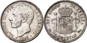 1885*1887. Alfonso XII. MSM. 5 pesetas. (AC. ... 