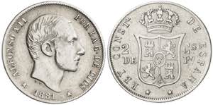 1881. Alfonso XII. Manila. 20 centavos. (AC. ... 