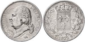 Francia. 1822. Luis XVIII. W (Lille). 5 ... 