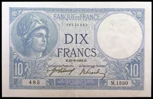Francia. 1916. Banco de Francia. 10 francos. ... 