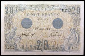 Francia. 1912. Banco de Francia. 20 francos. ... 