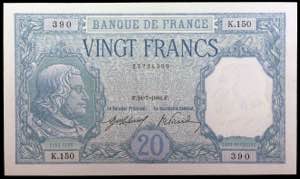 Francia. 1916. Banco de Francia. 20 francos. ... 