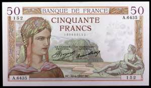 Francia. 1937. Banco de Francia. 50 francos. ... 