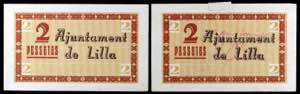 Lilla. 2 pesetas (dos). (T. 1492 y 1492d). ... 