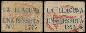 La Llacuna. 1 peseta (dos). (T. 1499 y ... 