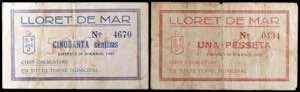 Lloret de Mar. 50 céntimos y 1 peseta. (T. ... 