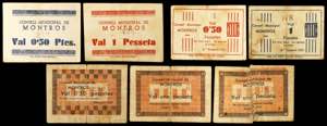 Mont-ros. 50 céntims (tres) y 1 peseta ... 