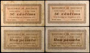 Montseny. 50 céntimos (dos) y 1 peseta ... 