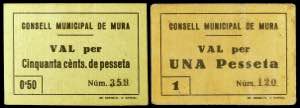 Mura. 50 céntimos y 1 peseta. (T. 1876 y ... 