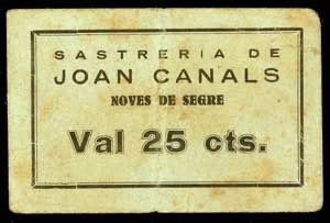 Noves de Segre. Sastreria de Joan Canals. 25 ... 