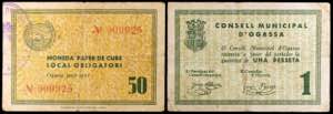 Ogassa. 50 céntimos y 1 peseta. (T. 1922 y ... 