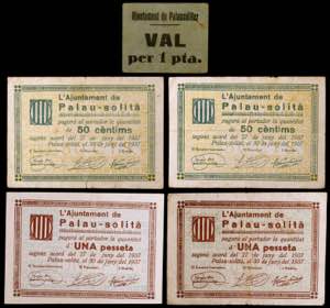 Palau-Solità. 50 céntimos (dos) y 1 peseta ... 