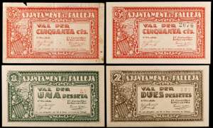 Pallejà. 50 céntimos (dos), 1 y 2 pesetas. ... 