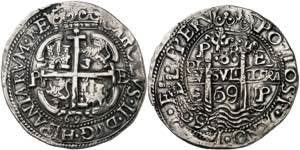 1669/8. Carlos II. Potosí. E. 8 reales. ... 
