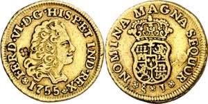1755/4. Fernando VI. Santiago. J. 1 escudo. ... 