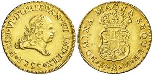 1755. Fernando VI. México. MM. 2 escudos. ... 