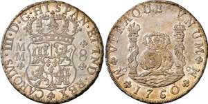 1760. Carlos III. México. MM. 8 reales. ... 