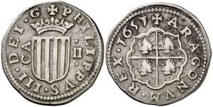 1651. Felipe IV. Zaragoza. 2 reales. (AC. ... 