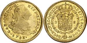 1783. Carlos III. Lima. MI. 2 escudos. (AC. ... 