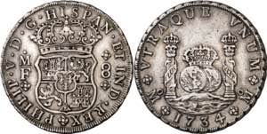 1734/3. Felipe V. México. MF. 8 reales. ... 