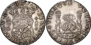 1738. Felipe V. México. MF. 8 reales. (AC. ... 