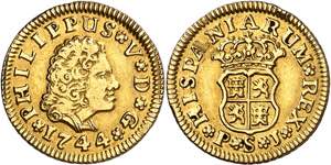 * 1744. Felipe V. Sevilla. PJ. 1/2 escudo. ... 