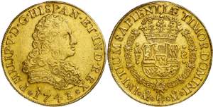 * 1743. Felipe V. México. MF. 8 escudos. ... 