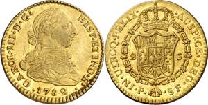 1782. Carlos III. Popayán. SF. 2 escudos. ... 