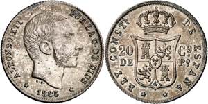 1885. Alfonso XII. Manila. 20 centavos. (AC. ... 