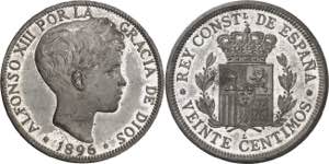 1896. Alfonso XIII. Londres. 20 céntimos. ... 