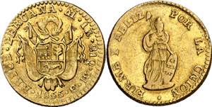 Perú. 1855. Lima. MB. 1 escudo. (Fr. 66) ... 