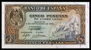 1940. 5 pesetas. (Ed. D44a) (Ed. 443a). 4 de ... 