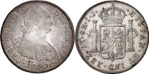 1791. Carlos IV. Lima. IJ. 8 reales. (AC. ... 