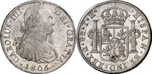 1805/4. Carlos IV. México. TH. 8 reales. ... 