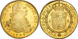 1793. Carlos IV. Popayán. JF. 8 escudos. ... 