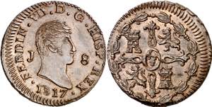 1817. Fernando VII. Jubia. 8 maravedís. ... 