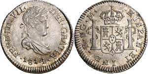 1814. Fernando VII. Guatemala. M. 1/2 real. ... 