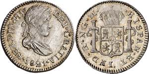 1821. Fernando VII. Guatemala. M. 1/2 real. ... 