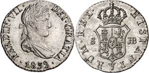 1832. Fernando VII. Sevilla. JB. 1/2 real. ... 