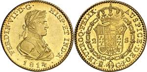 1814/3. Fernando VII. Madrid. GJ. 2 escudos. ... 