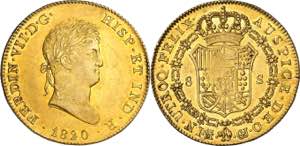 1820. Fernando VII. Madrid. GJ. 8 escudos. ... 