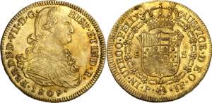 1809. Fernando VII. Popayán. JF. 8 escudos. ... 