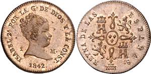 1842. Isabel II. Segovia. 1 maravedí. (AC. ... 