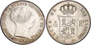 1853. Isabel II. Barcelona. 4 reales. (AC. ... 