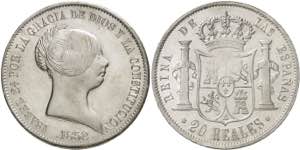 1852. Isabel II. Barcelona. 20 reales. (AC. ... 